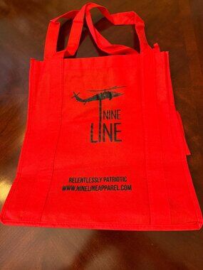 Nine Line Apparel Canvas Tote Bag – Red with Black Logo – New
